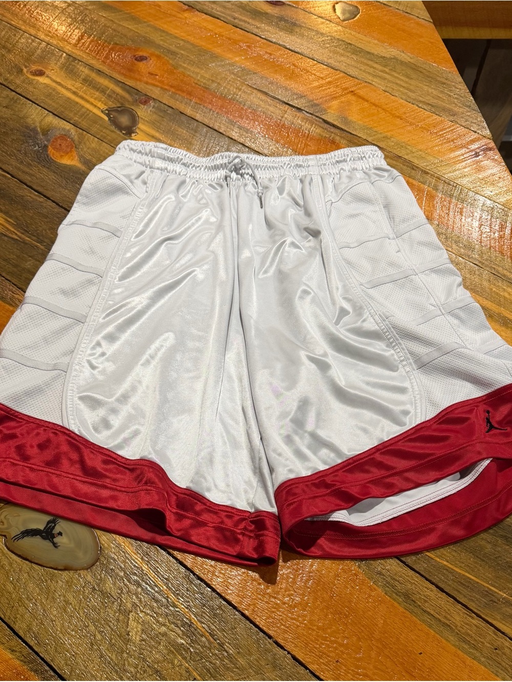 Jordan White Athletic Shorts with Red Trim